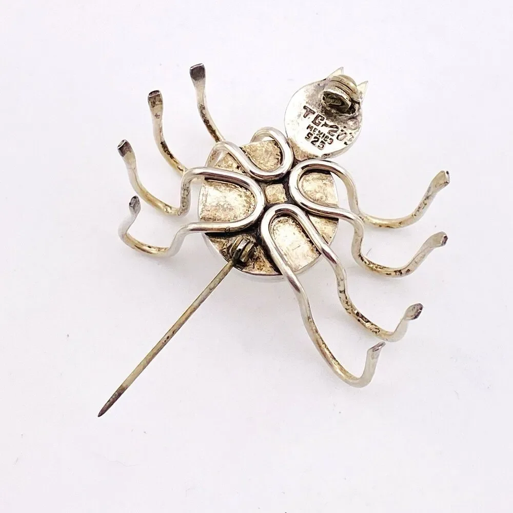 Sterling Silver Spider Brooch Mexico 925 TG 201 Large Artisan Vintage Pin